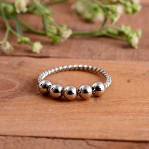 925 Sterling Silver Hammered Bypass <b>Ring</b> Adjustable Minimalist <b>Open</b> Band Unisex Handcrafted Geometric Wedding Anniversary Gift - Product Image 3