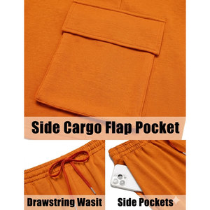 เสื้อยืดแขนสั้นและกางเกงขาสั้นคาร์โก้สีส้มสำหรับผู้ชายดีไซน์ใหม่ชุดลำลองฤดูร้อนสำหรับสวมใส่ในชีวิตประจำวัน - Product Image 6