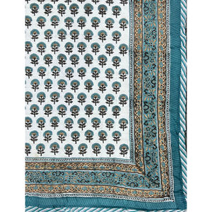 Couette double réversible en coton 100% imprimée à la main au motif floral blanc, style vintage, écologique, pour la maison - Product Image 3