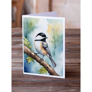 Massachusania Black capped chickadee แปลกบัตรอวยพรแพ็ค8 A7เปล่าขนาด5x7การ์ดโน้ตกับซองจดหมาย - Product Image 2