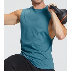 Sleeveless OEM Custom Gym Fitness Tank <b>Tops</b> for Men's Clothing <b>Plus</b> <b>Size</b> Cotton Breathable High Street Style Crewneck Tank <b>Tops</b> - Product Image 5