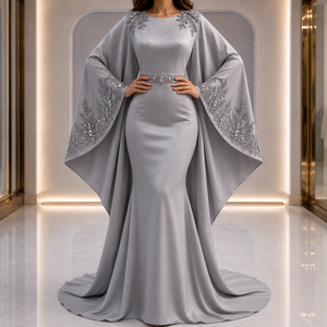 Luxury Embroidered <b>Satin</b> Modest Kaftan Evening Gown Women Elegant Arabic Maxi Dress Regular Sleeves Formal Dubai Style <b>Abaya</b> - Product Image 4