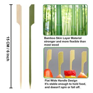 Brochettes en bambou naturel vertes pour apéritifs, cocktails, fruits, grillades, collations, charcuterie et accessoires - Product Image 4