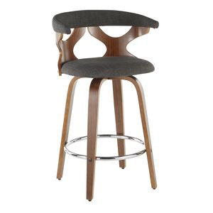 Ensemble de 2 tabourets de bar Gardenia Mid Century Modern en noyer et tissu anthracite - Product Image 2