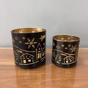 ชุดเชิงเทียนเหล็กดีไซน์งานฝีมือ 2 ชิ้น พร้อมลวดลายสลัก สำหรับตกแต่งบ้าน - Product Image 1