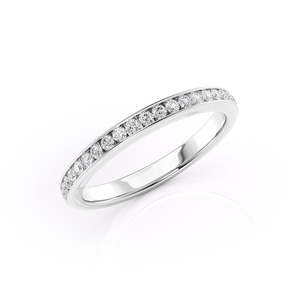 แหวนแต่งงานเพชรทรงกลมเพาะเลี้ยงแบบครึ่งวงสำหรับผู้หญิง - Product Image 4