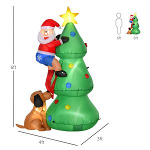 Decorazioni Natalizie Gonfiabili LED per Esterni, Albero di Natale con Babbo Natale e Cagnolino, Decorazioni per Prato Natalizio - Product Image 2
