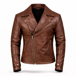 Chaqueta de Motociclista Estilo Café Racer para Hombre, de Cuero Genuino Marrón, Corte Ajustado, Impermeable y Resistente al Viento, Estilo Vintage, para Invierno, de SAAR INDUSTRIES - Product Image 1