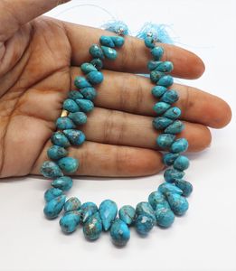 Perles de turquoise naturelle d'Arizona facettées en forme de goutte d'eau 5x7-7x14MM, qualité supérieure, pierres précieuses authentiques de turquoise d'Arizona - Product Image 6