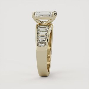 แหวนหมั้นเพชรแล็บโกรว์ 4 กะรัต ทอง 14k ทรงวินเทจโมเดิร์นสำหรับผู้หญิง ประดับมรกตทรงบาแกตต์ รับรองโดย IGI สำหรับงานแต่งงาน - Product Image 3