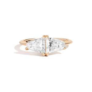 Keystone Cut Lab Grown Diamond Toi Et Moi Engagement <b>Ring</b> 14K Solid Gold 2Ctw <b>Two</b> <b>Stone</b> Minimalist Modern Bridal Statement Bands - Product Image 1