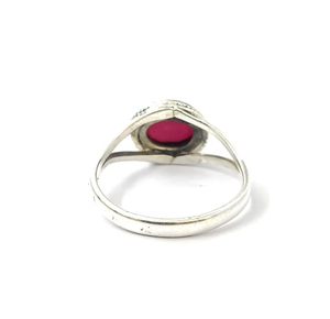Beautiful 925 Sterling Silver Ring with Oval Red Ruby Stone Simple Split Band Design for Everyday Wear - Product Image 3