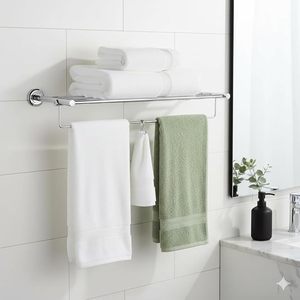 Porte-serviettes mural en acier inoxydable pour salle de bain, support durable pour serviettes de maison et de salle de bain - Product Image 6