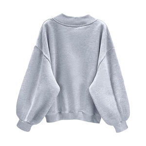 Sweat-shirt à capuche zippé pour femme, manches longues, cordon de serrage, poche kangourou, en molleton doux, mélange de coton - Product Image 2