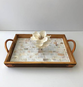 Plateau de service en bois plateau de fruits en bambou de taille personnalisée pour le petit déjeuner au lit cuisine et usage domestique avec poignée - Product Image 6