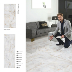Carreaux de sol en porcelaine brillante Lofty Ivory 600x1200mm 24x48 pouces, aspect marbre poli, qualité export pour l'Algérie - Product Image 3
