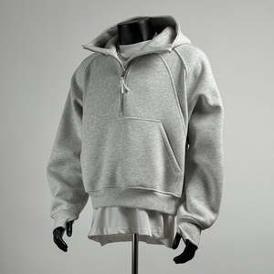 Nueva Sudadera con Capucha Oversize de Estilo Corto para Hombre, Colección Invierno 2025, Chaqueta Casual Deportiva con Media Cremallera, 100% Algodón Polar Ecológico - Product Image 3