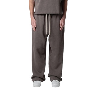 Pantalon de survêtement en coton délavé à l'acide pour hommes, poids lourd, coupe ajustée, hiver décontracté Jogging évasé respirant Panneau latéral imperméable - Product Image 1