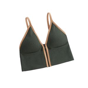 Femmes Sexy sans couture sport culture débardeur soutien-gorge Bralette gilet court Style Vintage couleur unie tricoté haut court avant respirant - Product Image 1