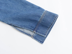 Chemise en jean classique pour femme, en coton, manches longues, boutonnée, décontractée, coupe ample, délavée, pour le quotidien et le streetwear - Product Image 3