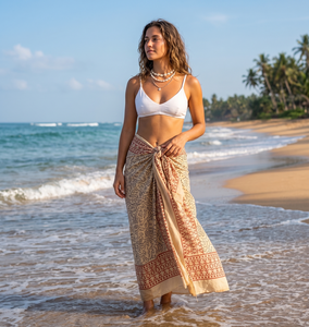 Sarong en coton indien imprimé à la main en gros, paréo de plage de créateur pour femme, tenue de villégiature, sarong pareo fait main - Product Image 1