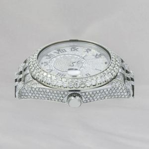 Elegante Reloj de Pulsera de Lujo con Correa Plateada y Diamantes, Esfera Redonda Analógica con Decoración de Moissanita, Movimiento de Cuarzo y Diamantes Refinados - Product Image 4