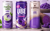 Café Latte Ube Marque Blanche 250ml Échantillon Gratuit Prêt à Boire – Boisson Café Latte Ube – Latte à l'Igname Violette – Recette Personnalisée – HACCP HALAL
