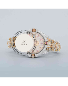 Reloj de Diamantes Personalizado Ghost de Dos Tonos con Diamantes Moissanite, Esfera Redonda, Reloj de Diamantes Personalizado para Negocios, Estilo Hip Hop, Acero Inoxidable - Product Image 1