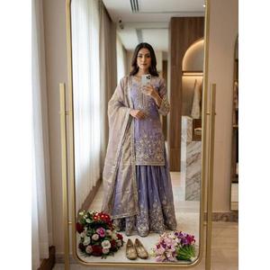 Lanzamiento del Nuevo Diseño de Moda Zmy-Chu, Top de Seda, Sarara y Dupatta, Listo para Usar - Product Image 1