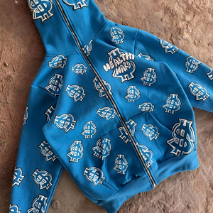 Sudaderas con Capucha Vintage con Logotipo Personalizado para Hombre, Sudadera con Capucha de Alta Calidad, Talla Grande, de Felpa Francesa, con Cierre Completo, Personalizada para Unisex - Product Image 1