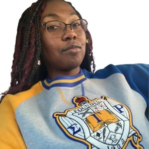 Sudadera con Escudo de Chenilla Sigma Gamma Rho para Mujer, Azul Grisáceo, Cuello Redondo, con Bolsillo, Estilo Casual - Product Image 4
