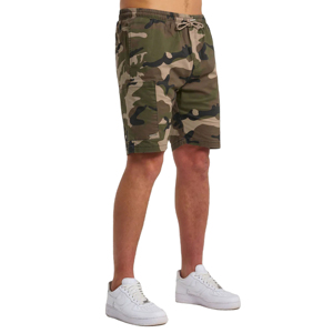 Shorts en toile et maille respirants pour hommes, style fitness urbain, 100 % polyester, motif uni, avec logo décoratif, vente en gros sur mesure - Product Image 2