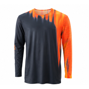 Customize Logo Design Motocross V Neck Jersey Breathable Comfortable Long Sleeve Sportswear <b>Polyester</b> Quick Dry Motocross Jersey - Product Image 1