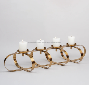 Bougie en fer pièce maîtresse en métal moderne photophore présentoir de bougie de table - Product Image 3