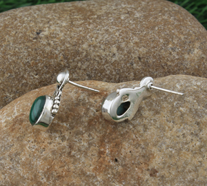 Boucles d'oreilles pendantes en malachite naturelle, argent sterling 925, pierre précieuse verte rayée, bijoux de luxe faits à la main pour femmes, cadeau de novembre - Product Image 6