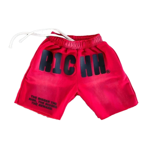 Vintage Wash Thick Cotton Streetwear Sweat <b>Shorts</b> Custom Logo <b>Men</b> Applique Embroidery <b>Patched</b> Raw Hem French Terry <b>Shorts</b> - Product Image 2