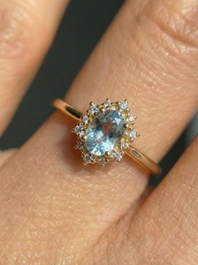 Natural Aquamarine 18k Solid <b>Gold</b> <b>Ring</b> Diamond Engagement <b>ring</b> Wedding Party Wear Luxury Art Deco <b>Ring</b> Bridal's Jewelry - Product Image 2