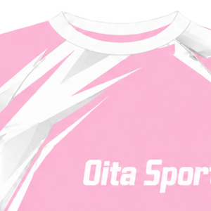 Camiseta Deportiva de Manga Corta Rosa Claro y Blanca con Cuello Redondo y Gráfico de Rayo, Compresión Atlética para Entrenamiento de Alto Rendimiento - Product Image 5