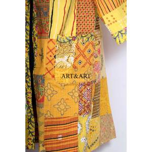 Nouvelle arrivée : robe maxi en soie Kantha multicolores, robe ethnique courte, veste élégante, peignoir Kantha, kimono. - Product Image 2