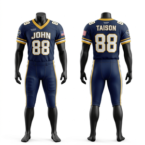 Uniforme de football américain pour hommes en polyester respirant de qualité supérieure avec panneaux à rayures vertes, broderie en twill et logo personnalisé - Product Image 5