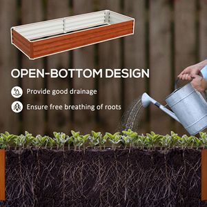 Fioriera Rialzata 36" X 12" Facile da Pulire per Coltivazione di Fiori, Erbe e Piante Succulente in Acciaio Zincato e Legno Naturale - Product Image 4