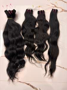 Extensiones de Cabello Humano Virgen 100% Natural de Templo Indio al por Mayor, de un Solo Donante, con Trama, MOQ Bajo, Envío Rápido - Product Image 4