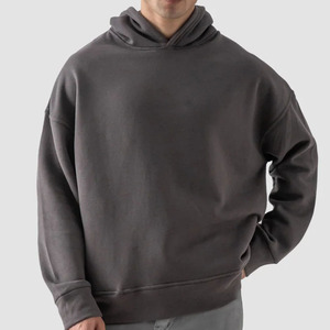 Pull-over oversize tendance pour homme, sweat à capuche premium avec logo personnalisé imprimé, couleur unie, en coton mélangé, collection 2026 - Product Image 3