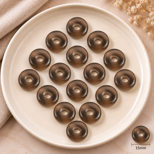 Colgante de Cuarzo Ahumado Liso en Forma de Donut de 5mm, Gema para Sanación con Cristales, Diseño de Energía Reiki para Fabricación de Joyas al por Mayor - Product Image 1