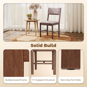 Set di 4 Sedie da Pranzo Moderne Marroni in Tessuto di Lino con Gambe in Legno di Gomma per Sala da Pranzo e Soggiorno - Product Image 5