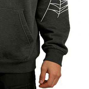 Sweat-shirt d'hiver unisexe imprimé Spider 555 gris, ODM, écologique, respirant, style gothique streetwear, 350 grammes, molleton de coton, avec poche - Product Image 5