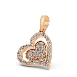 Collier pendentif double cœur en diamant de laboratoire, or jaune 14 carats, 0,65 carat, taille brillant rond, certifié IGI, cadeau de mariage pour femme - Product Image 2