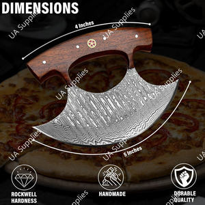 Couteau Ulu Inuit Traditionnel en Acier Damas avec Manche en Bois de Palissandre – Écologique, Personnalisable, OEM/OBM, Vente en Gros, Haute Qualité - Product Image 2