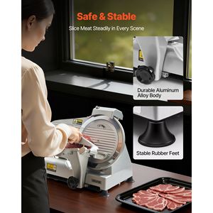 Máquina Cortadora de Carne Comercial Eléctrica de 10 Pulgadas, Modelo D0100XFPTPV, 320W, Cuchilla SUS420, Grosor Ajustable de 0-0.4 Pulgadas - Product Image 6