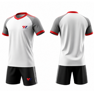 Conjunto de Uniforme de Fútbol Personalizado para Adultos, Cuello en V, Manga Corta, 100% Poliéster, Secado Rápido, Equipación de Entrenamiento - Product Image 6